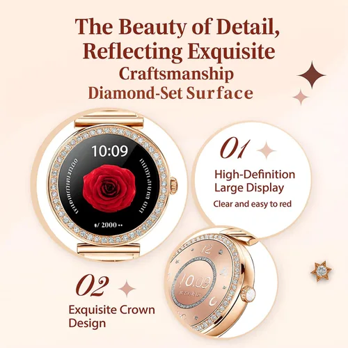 Miniatura 2 de Yihou Relojes inteligentes para mujer, rastreador de actividad física con diamantes, modos multideportivos, monitor de frecuencia cardíaca