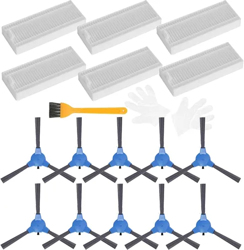 Piezas de repuesto compatibles con Coredy R380 1700Pa, robot aspirador R300 1400Pa 6 filtros y 10 cepillos, 16 piezas