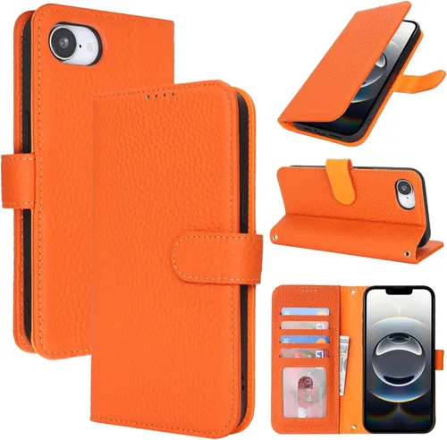 Miniatura 161 de Zouzt Funda para iPhone 11 de 6.1 pulgadas de piel auténtica con 4 ranuras para tarjetas, tarjetero con bloqueo RFID, tapa magnética, función atril