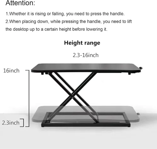 Miniatura 3 de Convertidor de escritorio de pie ajustable en altura, elevador de teclado para elevador de escritorio de pie, convertidor de altura de fácil