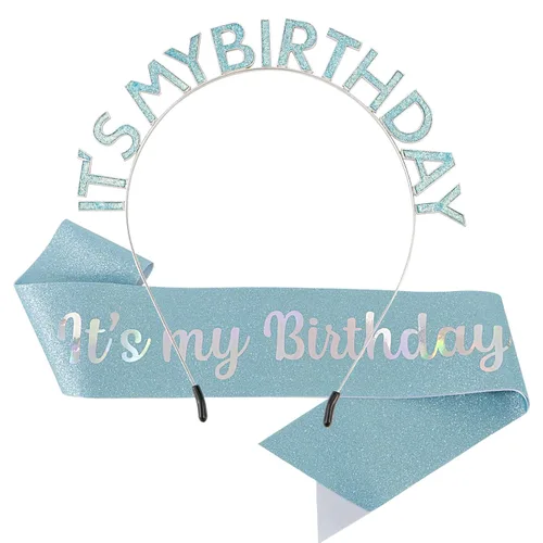 Coronas y bandas de cumpleaños para mujer: diadema festiva y juego de accesorios de cumpleaños It's My Birthday