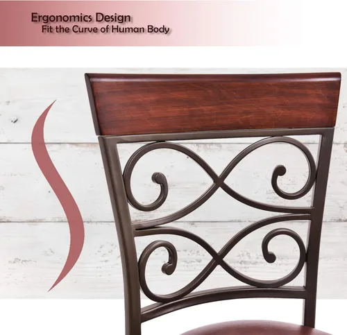 Miniatura 5 de GLACER Juego de 2 taburetes de bar, estilo retro, de altura de barra giratoria de 360 grados con asiento acolchado de cuero, cómoda silla de metal