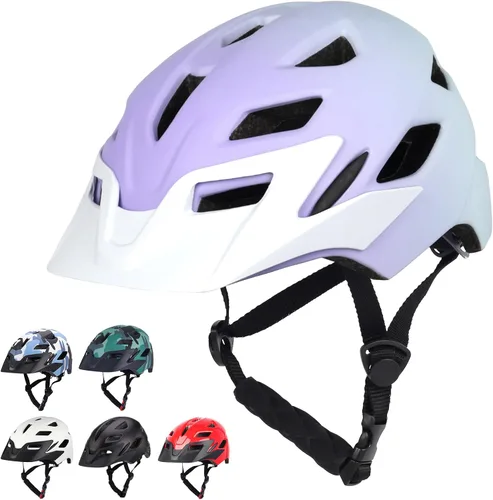 Miniatura 22 de Casco de bicicleta para niños, casco ajustable para niños y jóvenes con visera desmontable y luz LED para niños de 3-5/5-8/8-12 años, casco Azul