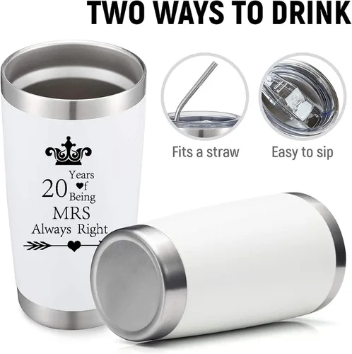 Miniatura 3 de Juego de 2 vasos de compromiso de boda, aniversario para parejas, padres, acero inoxidable, doble pared, con aislamiento para automóvil, taza