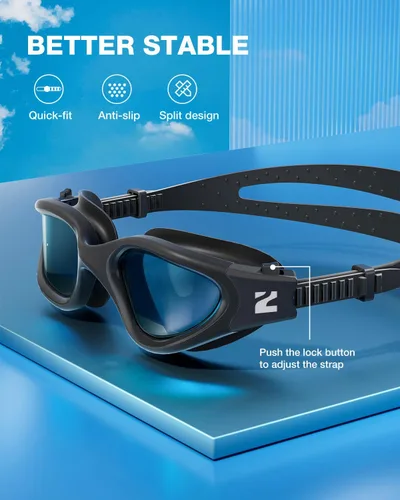 Miniatura 6 de ZIONOR Gafas de natación G1 SE antivaho para adultos, hombres y mujeres Marco Allblack de lente A2-smoke