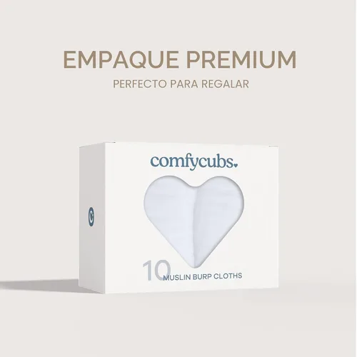Miniatura 6 de Comfy Cubs - Paquete de 10 paños de muselina para eructos, 20 x 10 pulgadas, grandes, 6 capas, 100 % algodón, ultraabsorbentes, suaves, seguros