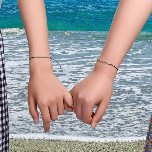 Miniatura 2 de MONOZO - Brazalete de código morse para mujer, cuentas de plata esterlina S925, brazalete de hilo de código morse, regalos inspiracionales