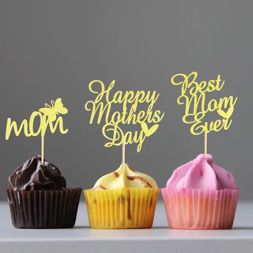 Miniatura 4 de 24 piezas de decoración para cupcakes para el Día de la Madre, con diseño de mariposa, decoración de pasteles para el día de la madre, suministros
