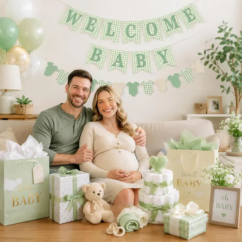 Miniatura 2 de Cartel de baby shower para niña, 2 piezas preencordadas rosa de bienvenida para bebé niña y pancarta de tela para el cuerpo para decoración