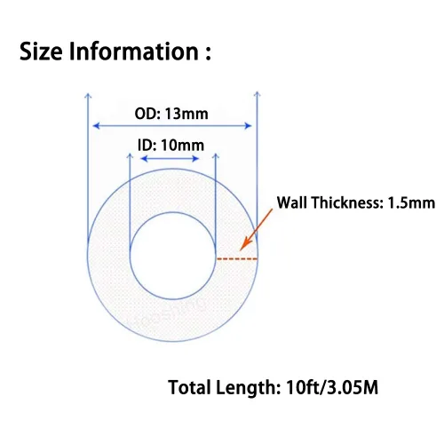 Miniatura 2 de Hooshing Tubo de silicona de 0.394 in (3/8 pulgadas) de diámetro interior x 0.512 in de diámetro exterior de 10 pies de grado alimenticio, flexible