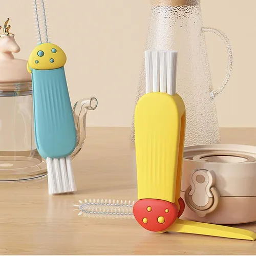 Miniatura 6 de 3 unids 3 en 1 taza tapa huecos cepillo de limpieza multifuncional botella cepillo de limpieza para botella de agua taza tapa hueco para huecos