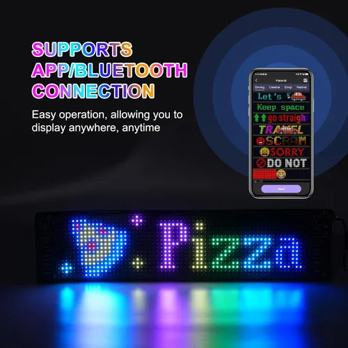 Miniatura 6 de Letrero LED programable de desplazamiento – Tablero de visualización a todo color con control de aplicación Bluetooth – Patrones personalizados