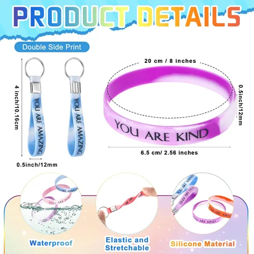 Miniatura 3 de Sratte 120 pulseras motivacionales, regalos inspiradores, llaveros inspiradores, regalo de agradecimiento para la semana de CNA, profesores