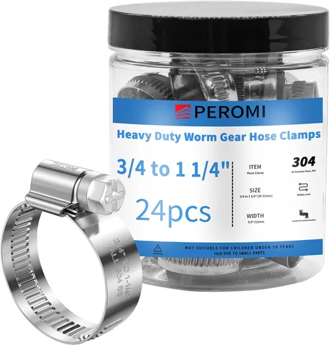 Miniatura 17 de 24 PIEZAS Abrazaderas de manguera de servicio pesado de acero inoxidable 304, abrazadera de manguera de 1-5/8" a 2-3/8" (40-60mm) Abrazaderas