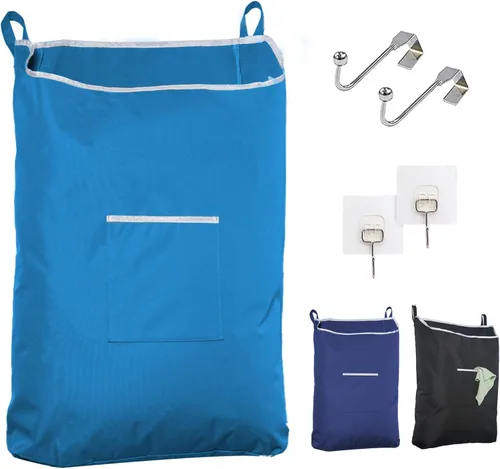 The Fine Living Co. Cesta de lavandería colgante extragrande con ganchos para la puerta y adhesivo, bolsa de lavandería duradera que ahorra espacio