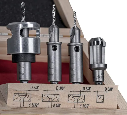 Miniatura 3 de BETOP Herramientas industriales - Juego de 4 brocas avellanadoras con punta de carburo de 82 grados con tope de profundidad de perforación