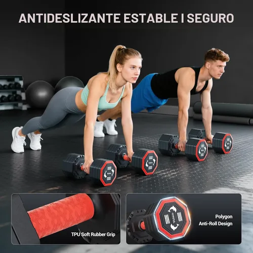 Miniatura 4 de Yoleo Juego de mancuernas ajustables, juego de mancuernas en casa, equipo de entrenamiento en casa, 4 en 1, montaje giratorio estilo tai chi de alta