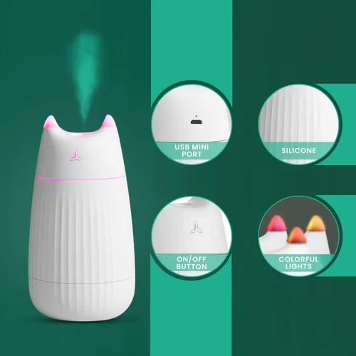 Miniatura 3 de Mini humidificador portátil de niebla fría con USB mejorado y lindo, para niños, bebé, guardería, dormitorio, oficina, automóvil, escritorio, 7