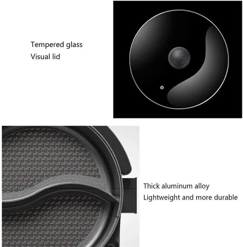 Miniatura 4 de SEAAN Olla caliente con parrilla, parrilla eléctrica para interiores, Shabu Shabu Shabu Pot coreana sin humo, doble temperatura contral, capacidad