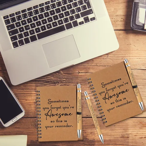 Miniatura 4 de Honoson 30 Juegos de Cuadernos en Espiral, Regalos de Agradecimiento para Empleados, Diarios Inspiracionales con Bolígrafos de Bambú Retráctiles a