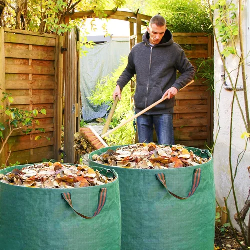 Miniatura 7 de Paquete de 2 bolsas de hojas de 32 galones, bolsas de basura reutilizables para patio, bolsas de césped resistentes para hojas de jardín