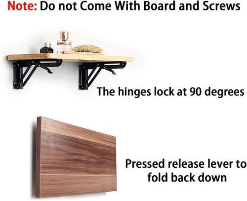 Miniatura 3 de Sumnacon Soportes plegables resistentes para estantes – Banco de mesa triangular de metal resistente, soporte de estante plegable de 10 pulgadas, 2