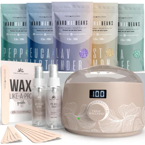 Miniatura 11 de Kit de depilación Tress Wellness para piel sensible, seguro para cara y piel, spray de preparación y cuidado posterior, fácil de usar, kit para uso
