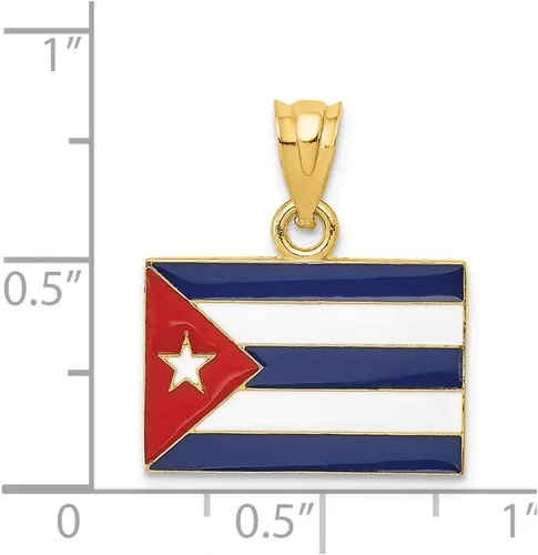 Miniatura 3 de Colgante de bandera de Cuba esmaltado en oro amarillo de 14 quilates, Metal Esmalte