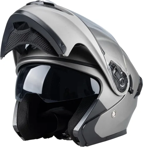 Miniatura 4 de Casco integral para hombres y mujeres adultos con protector solar ahumado Gris metálico