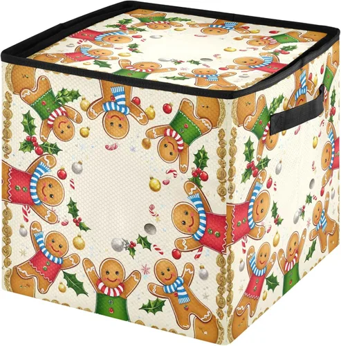 Miniatura 30 de Cesta de almacenamiento para adornos de Navidad, búfalo a cuadros, negro y blanco, contenedor de almacenamiento de invierno con separadores