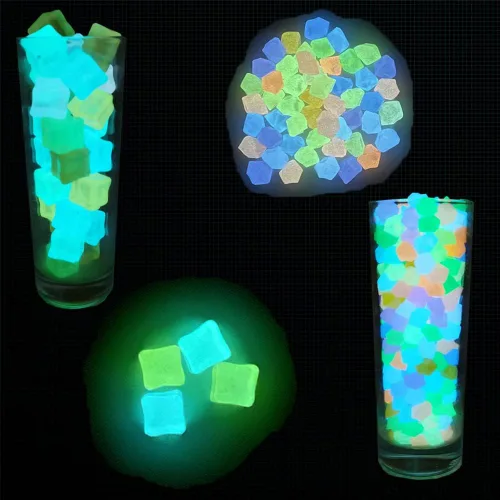 Miniatura 6 de 94 + 300 cubos acrílicos falsos y gemas de plástico, cristales de diamante falsos luminosos cuadrados triturados para decoración de mesa, decoración