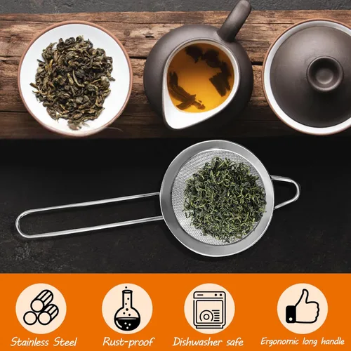 Miniatura 4 de Biaungdo 2 coladores de malla fina de 3.3 in/3.3 pulgadas, colador de té de acero inoxidable, coladores de malla cónica para cóctel, café