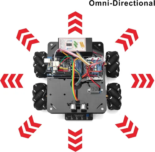 Miniatura 4 de OSOYOO Kit robótico de ruedas mecánicas omnidireccionales para Arduino Mega2560 Chasis de metal Motor DC DIY STEM Control remoto educativo mecánico