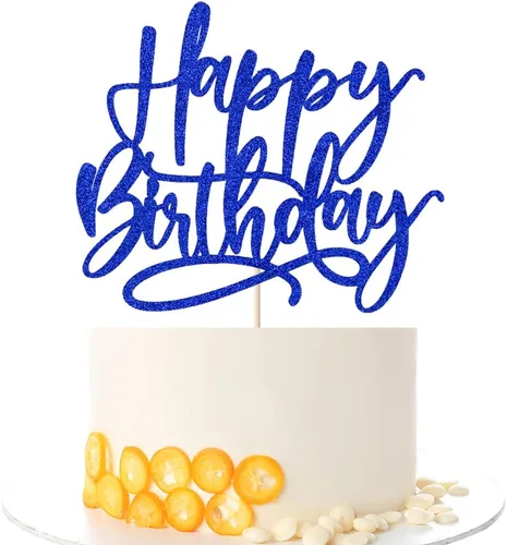 Kaoenla Decoración de Pastel de Feliz Cumpleaños Azul - decoración de pastel de feliz cumpleaños azul real, niños y niñas, hombres y mujeres,