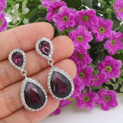 Miniatura 3 de EVER FAITH Aretes colgantes de cristal austriaco para mujer, Cristal