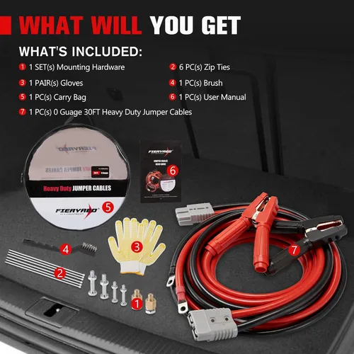 Miniatura 9 de FIERYRED Cables de puente de conexión rápida de calibre 0 de 30 pies, cables de refuerzo resistentes de 1200 A con bolsa de viaje, cable de arranque