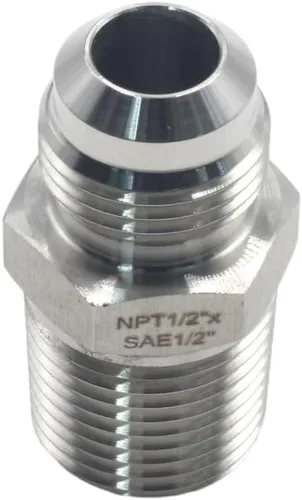Miniatura 6 de HFS (R) 1/2 "NPT macho a 1/2" SAE Macho Flare Tubing Adapter Manguera Conector Accesorios de tubería de acero inoxidable 304