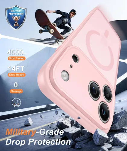 Miniatura 719 de FNTCASE Funda para iPhone 17 Pro: Fundas delgadas translúcidas de color azul claro compatibles con MagSafe, protección completa de la cámara