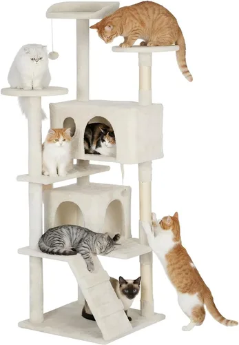 Miniatura 21 de PayLessHere Árbol para Gatos de 54 Pulgadas Torre para Gatos con Poste Rascador para Gatos, Soporte de Condominio para Gatos de Múltiples Niveles