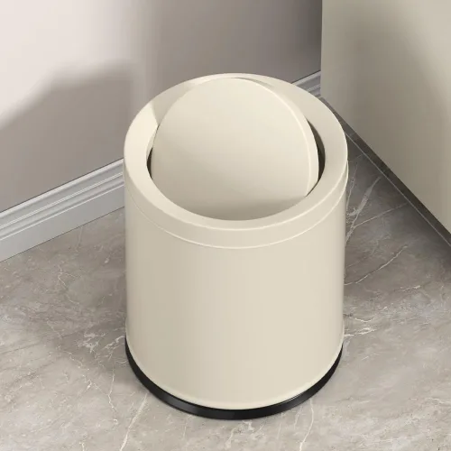 Miniatura 10 de Cubo de basura negro de 10L/2.6 galones con tapa oscilante, cubo de basura para dormitorio con tapa, pequeño cubo de basura para baño, dormitorio