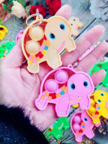 Miniatura 6 de Paquete de 24 llaveros a granel de tortugas de animales marinos para la ansiedad, mini llavero de burbujas, regalos de fiesta de vacaciones