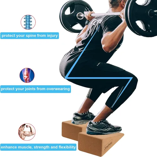 Miniatura 3 de Bloque de Cuña para Sentadillas Tabla Inclinada Antideslizante Estirador de Pantorrillas, 2 piezas Estirador de Tobillo Rodilla Pierna, Rampa