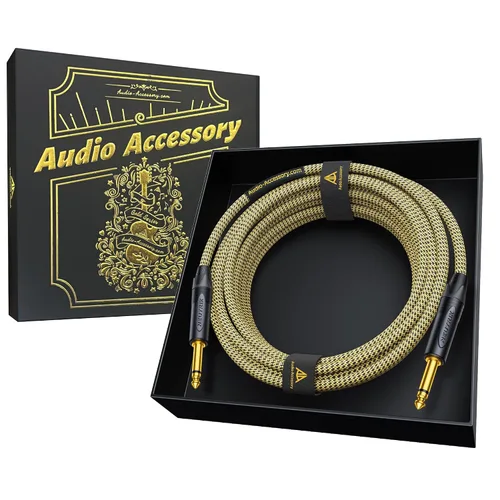 Miniatura 40 de Cable de guitarra de 1.5 pies, paquete de 2 unidades, nailon trenzado anti-torceduras reforzado con Kevlar, conector Neutrik REAN, calibre 20