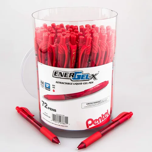 Miniatura 8 de Pentel EnerGel-X Bolígrafo de gel retráctil, (0.028 in) línea media, tinta negra, recipiente de 72 unidades (BL107PC72A)