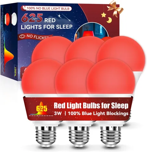 Miniatura 19 de Neporal Bombillas de Luz Roja de 625nm 3W para Dormir, Bombillas de Bloqueo 100% de Luz Azul para Promover la Melatonina, Bombilla LED A19
