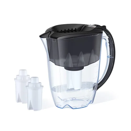 AQUAPHOR Jarra de filtro de agua ideal para 7 tazas con 3 filtros B15 - Negro