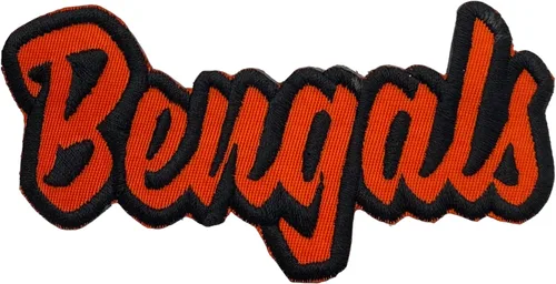 Bengals, espíritu escolar, bordado, parche para planchar (2 x 4 pulgadas) (sarga naranja/contorno negro)