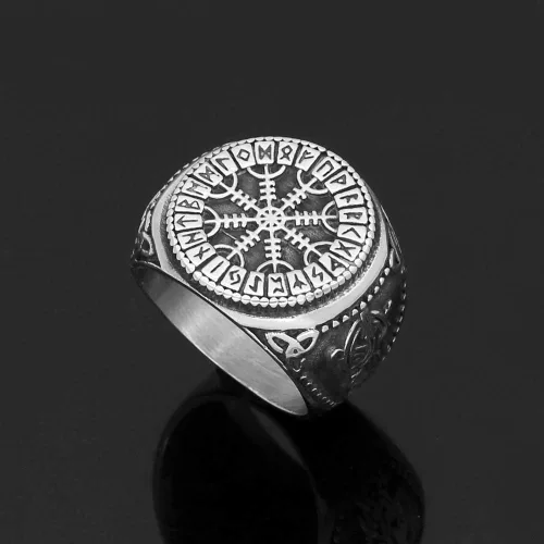 Miniatura 2 de GuoShuang Anillo de amuleto de runa de acero inoxidable con bolsa de regalo de runa de Valknut
