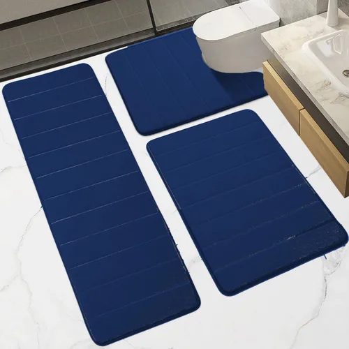 Miniatura 9 de Juego de 3 alfombras de baño de espuma viscoelástica, extragruesas, suaves, absorbentes, antideslizantes, mejoradas, lavables, alfombrilla