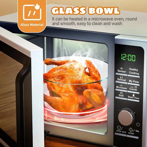Miniatura 8 de Ensaladera grande de vidrio con base de madera, 84.5 fl oz, resistente al calor, para frutas, aperitivos, postres, microondas y lavavajillas, ideal